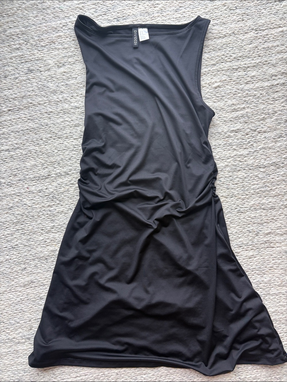 H&M Black Sleeveless Mini Dress with Side Ruching